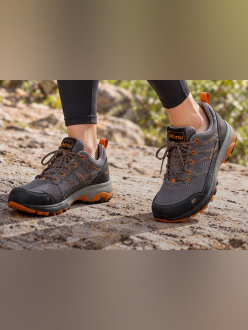 Ahnu Women’s Size 8 Gray Orange Trail Hiking Athletic Shoes